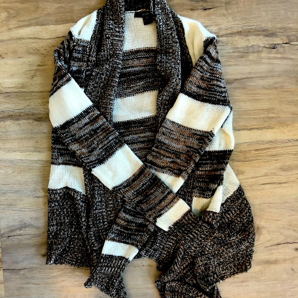 Fall Knit Cardigan - Size SM - Taupe/white